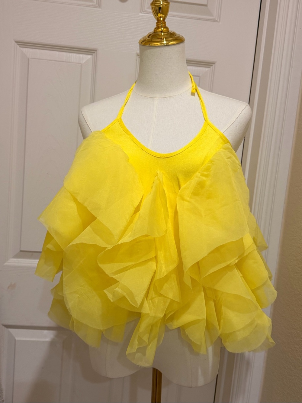 Yellow Ruffle Halter Camisole Top